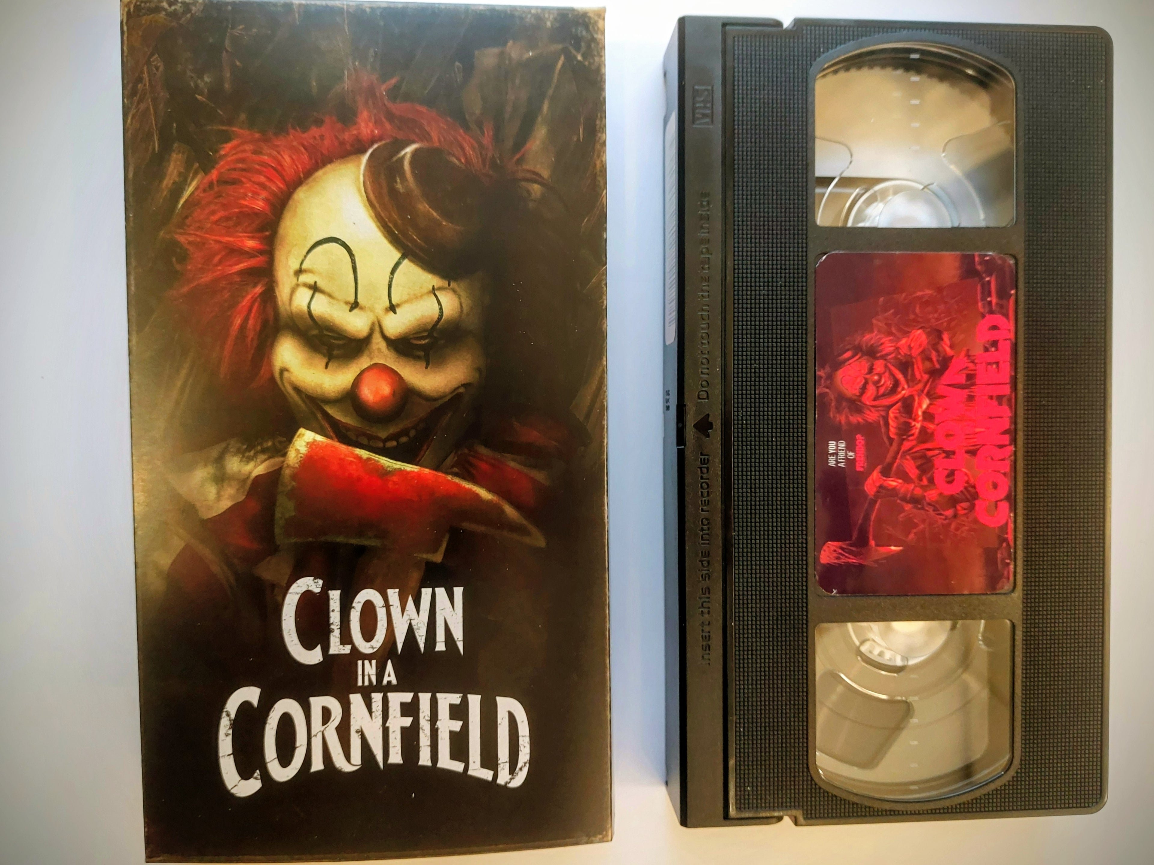 Clown in a Cornfield VHS cassette tape
