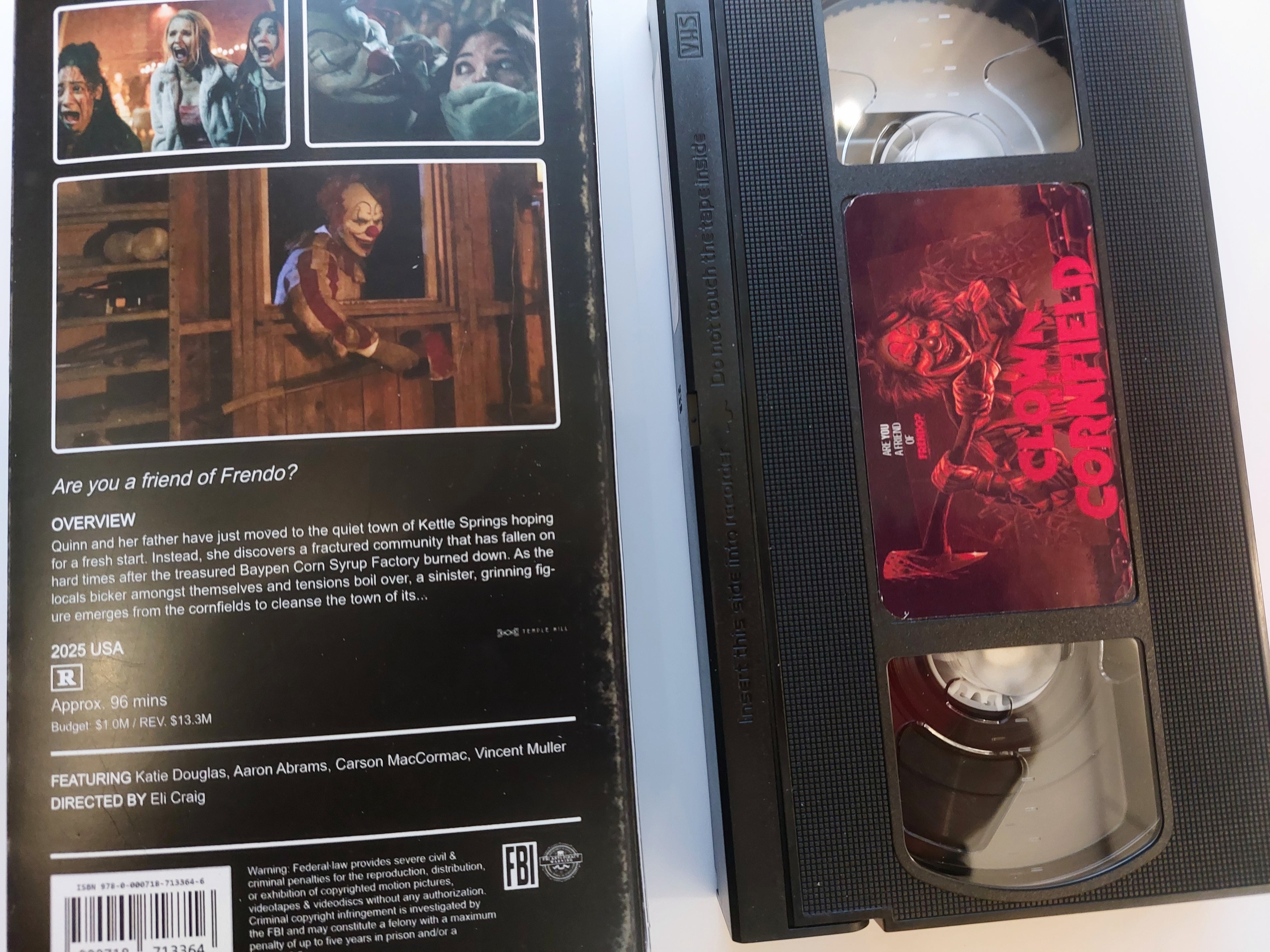 Clown in a Cornfield VHS cassette tape