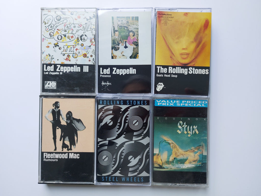 Rolling Stones Led Zeppelin Styx  Fleetwood Mac cassette tape