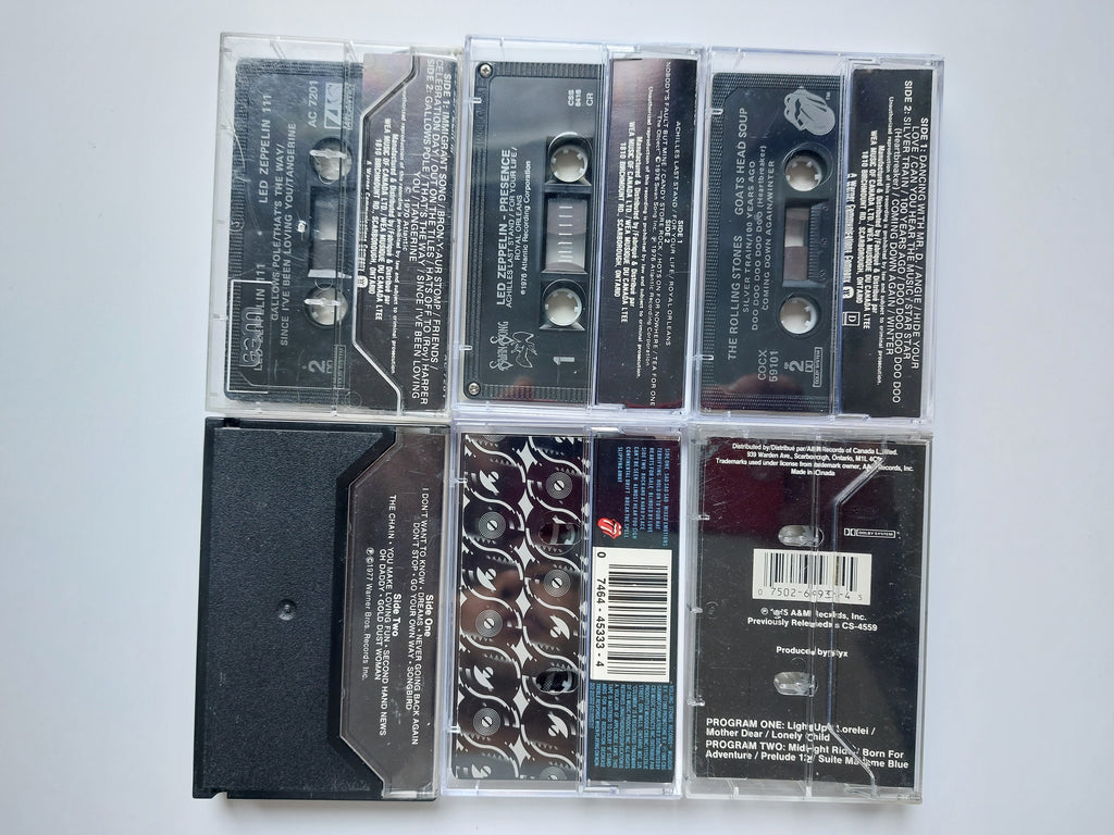 Rolling Stones Led Zeppelin Styx  Fleetwood Mac cassette tape