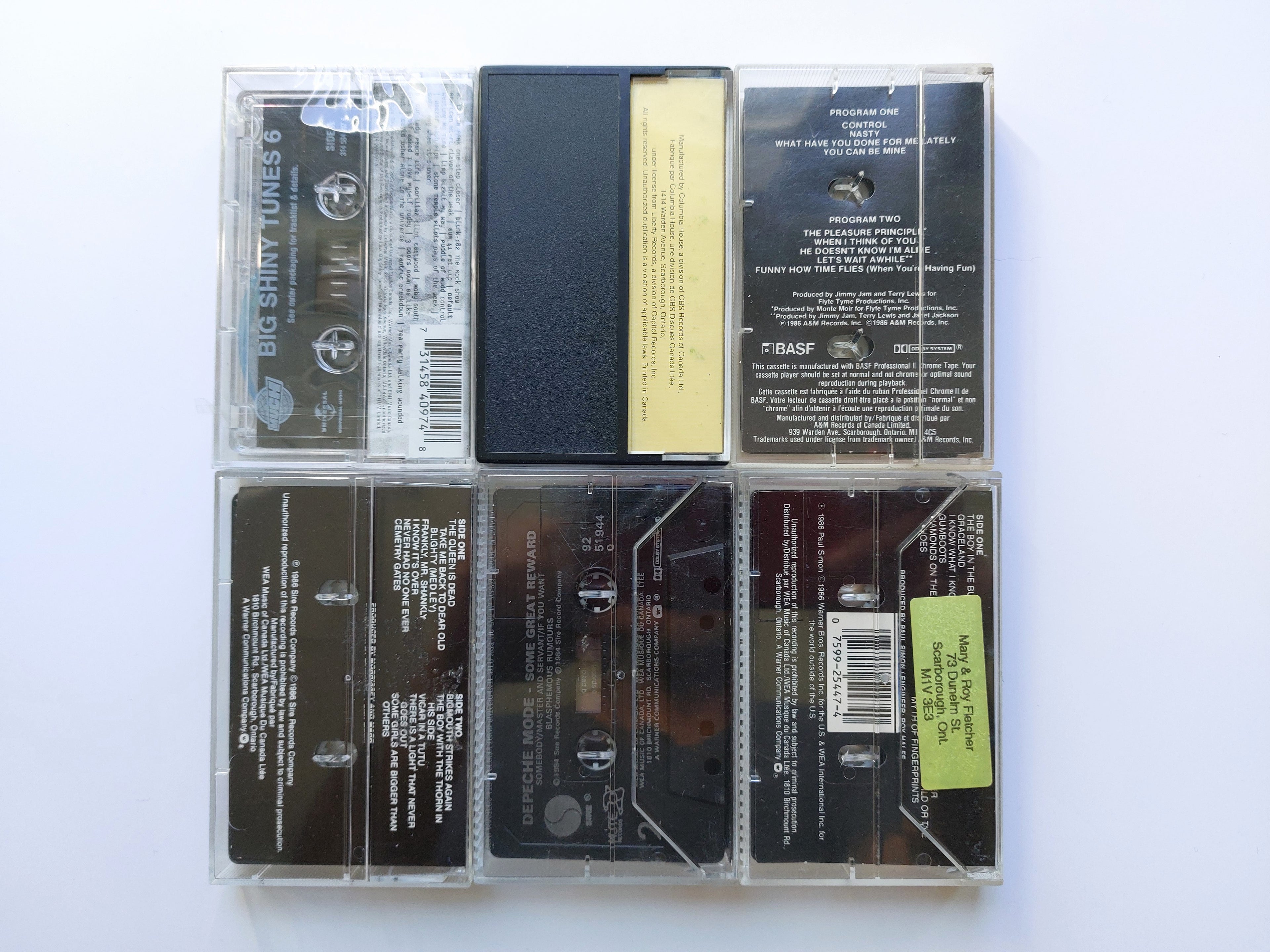 Depeche Mode The Smiths Janet Jackson Paul Simon Big Shiny Tunes 6  Don Mclean cassette tape
